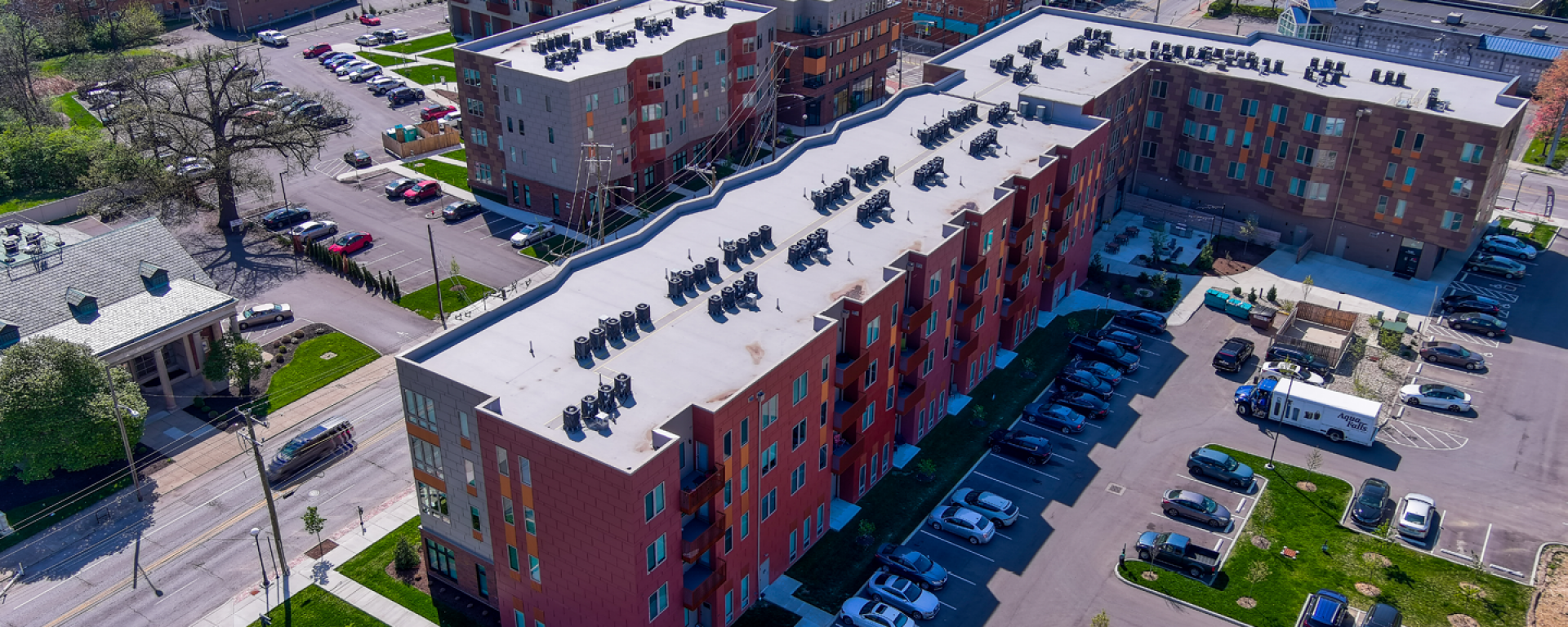 Aerial of the two multi-family residential buildings