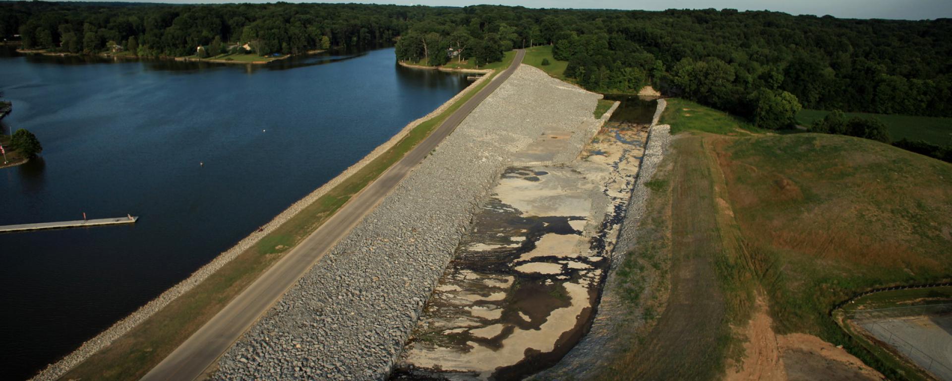 aerial of the dam 