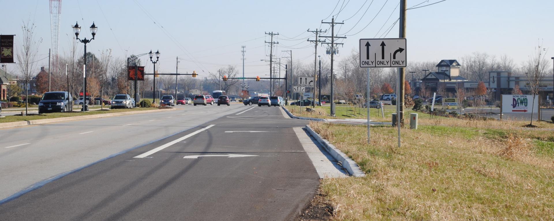 right turn lane of roadway