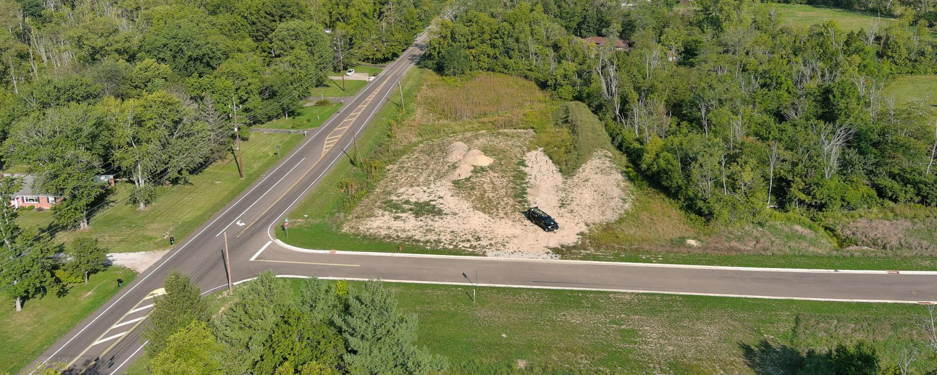 aerial photo of a new road intersection