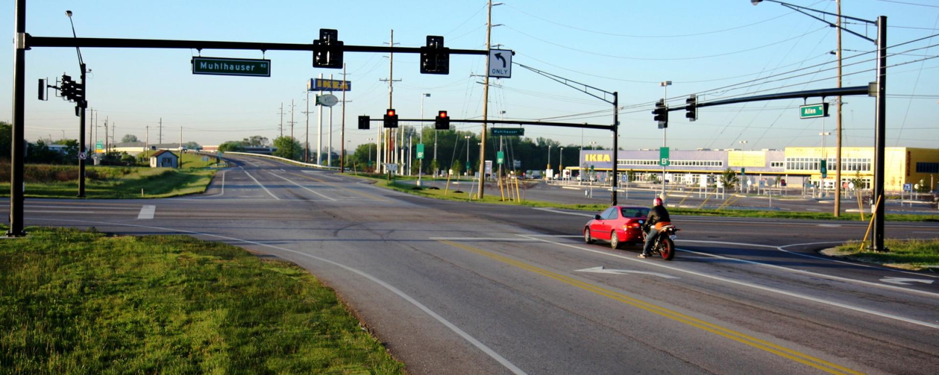 car at stoplight intersection