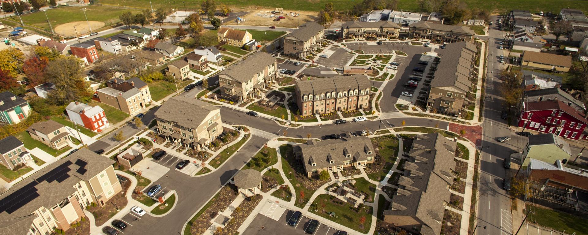 aerial image of housing development 