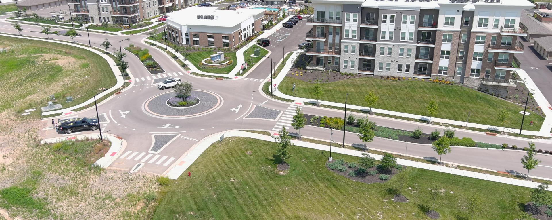 aerial photo of roundabout
