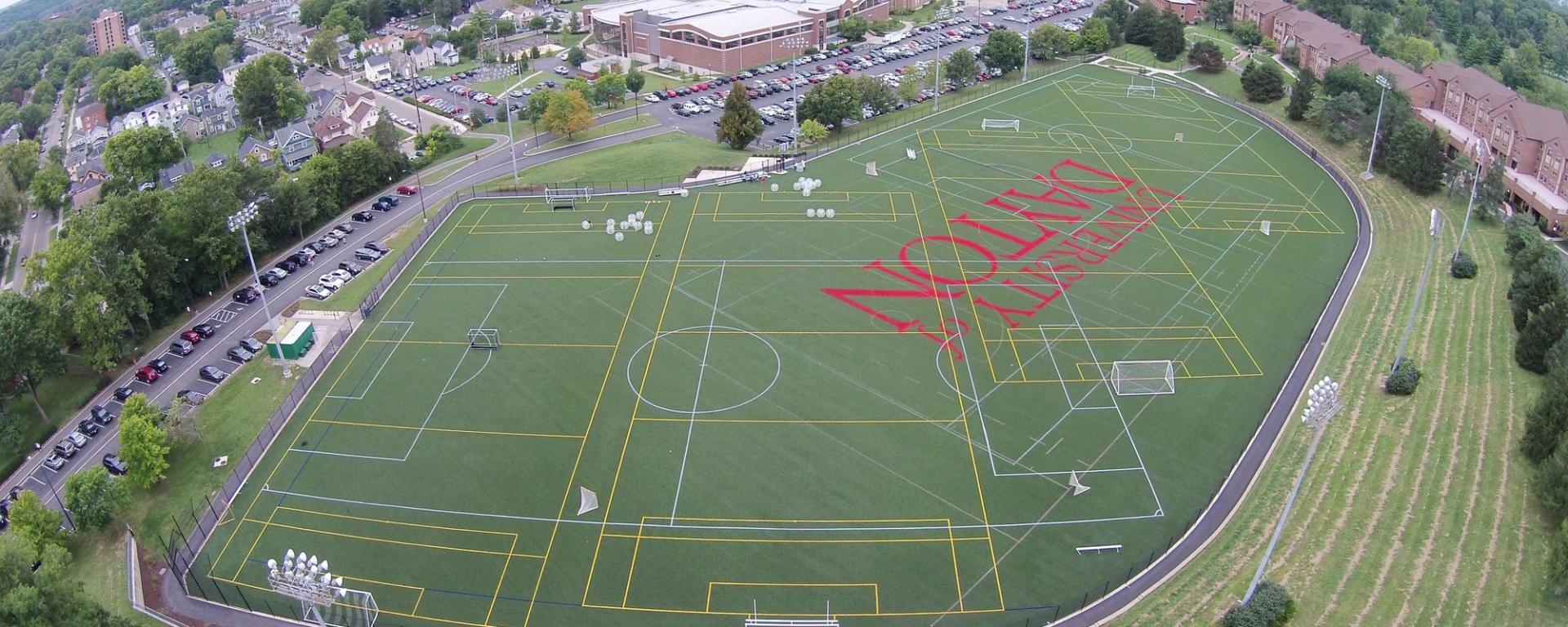 aerial of athletic field 