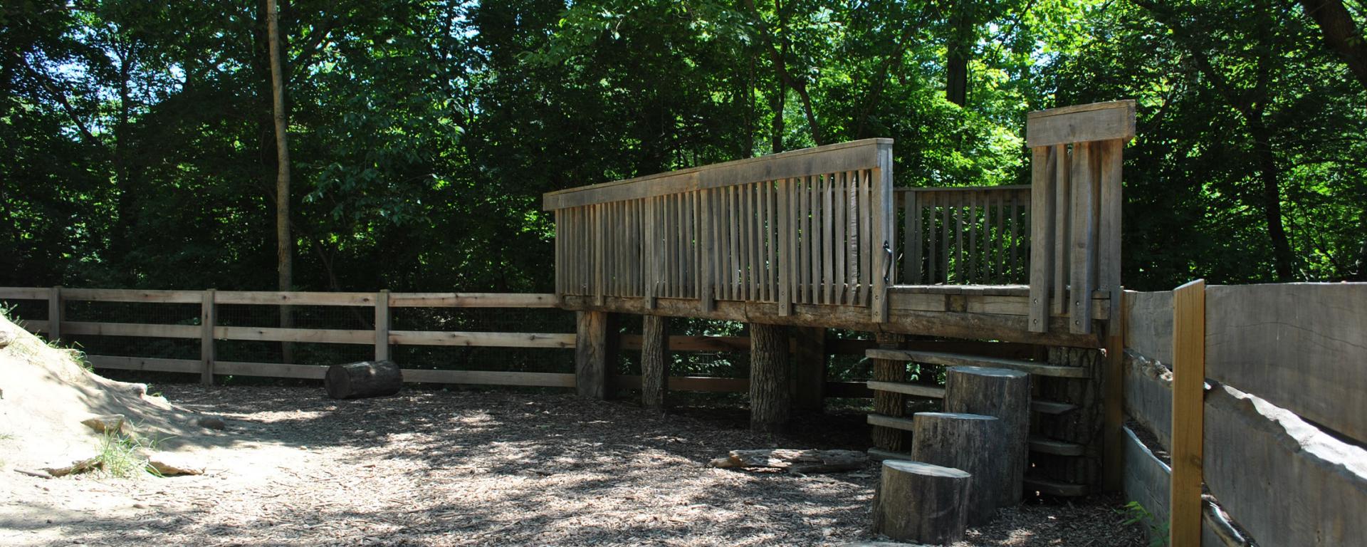 wood climbing structure at park