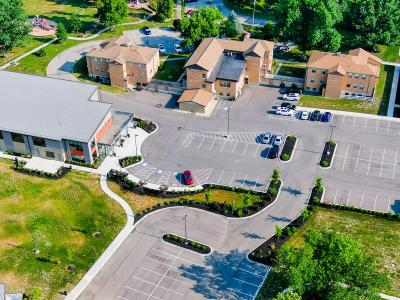 Cold Spring Municipal Campus aerial photo of a brick building under construction