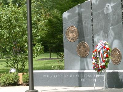 memorial with wreath in front