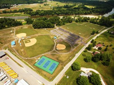 aerial of park and athletic fields