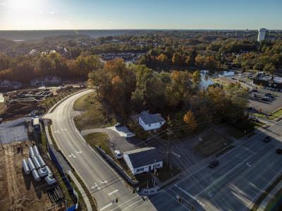 aerial of the roadway